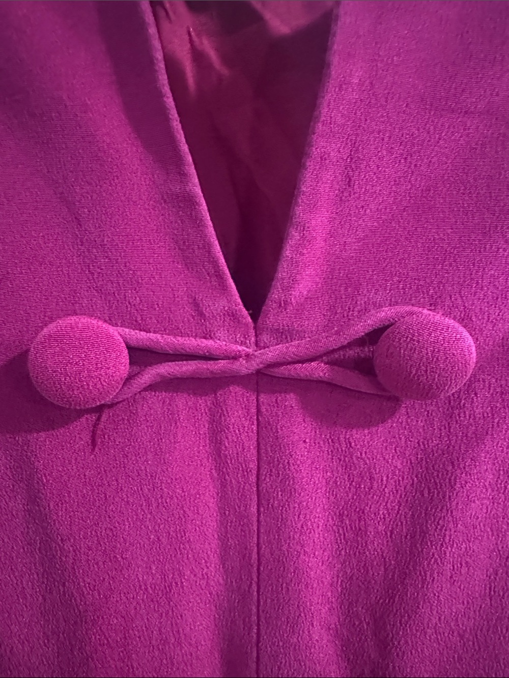 Adrianna Papell Deep Fuchsia Midi Dress with Frog-Button Front 100% silk - Picture 2 of 8